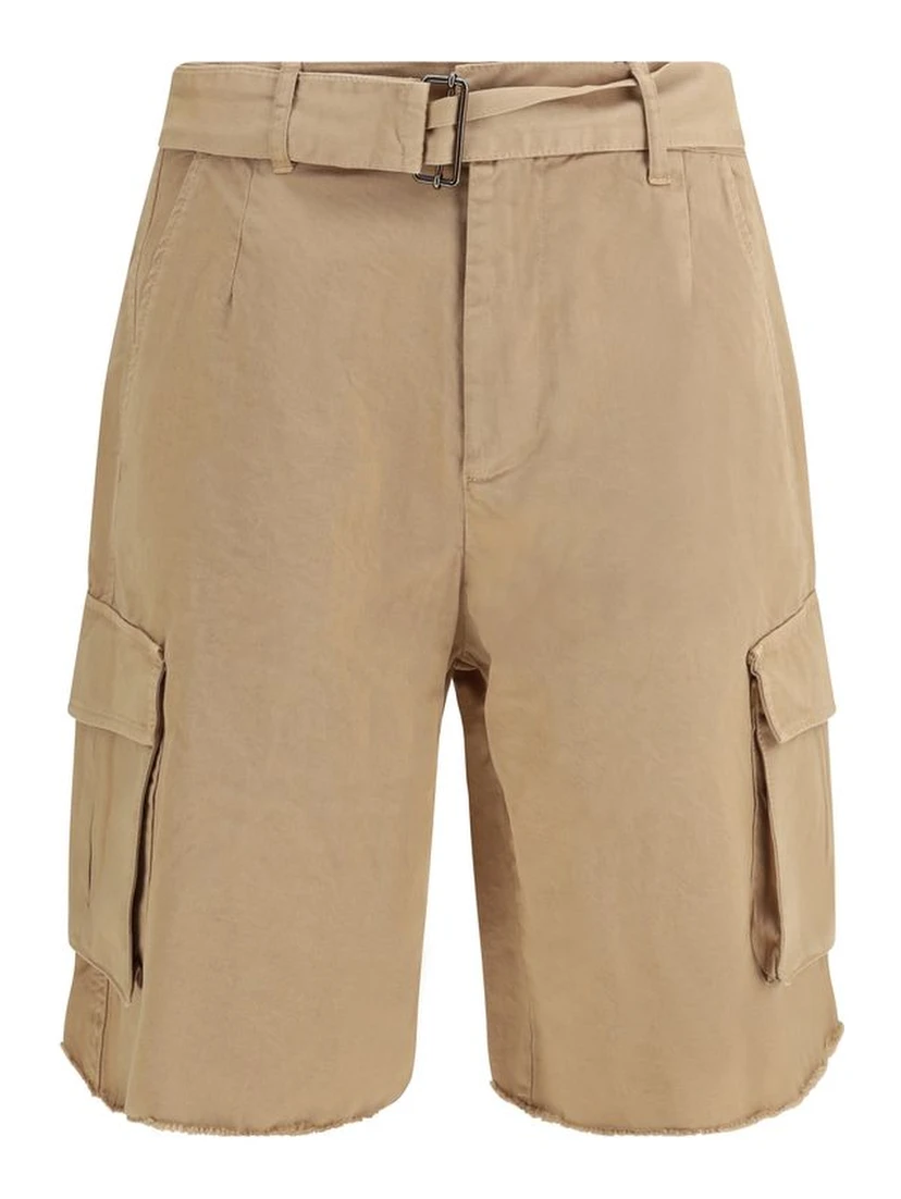 Beige Cotton Bermuda Shorts