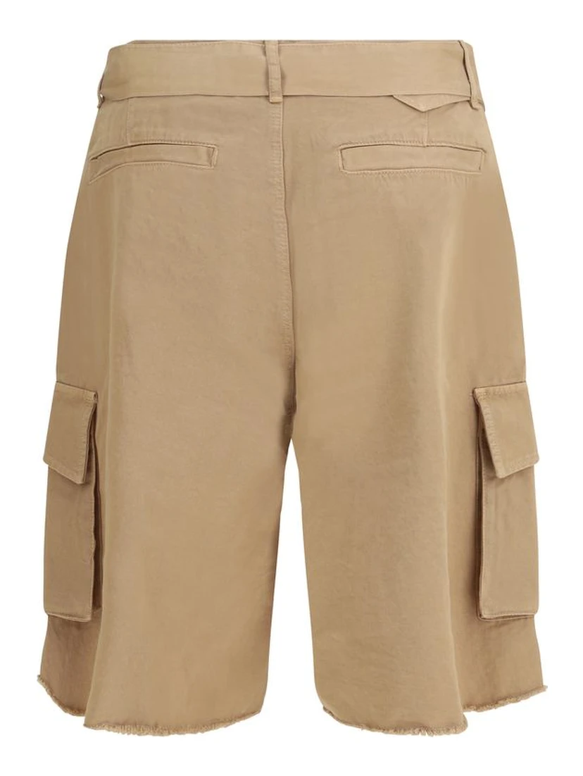 Beige Cotton Bermuda Shorts
