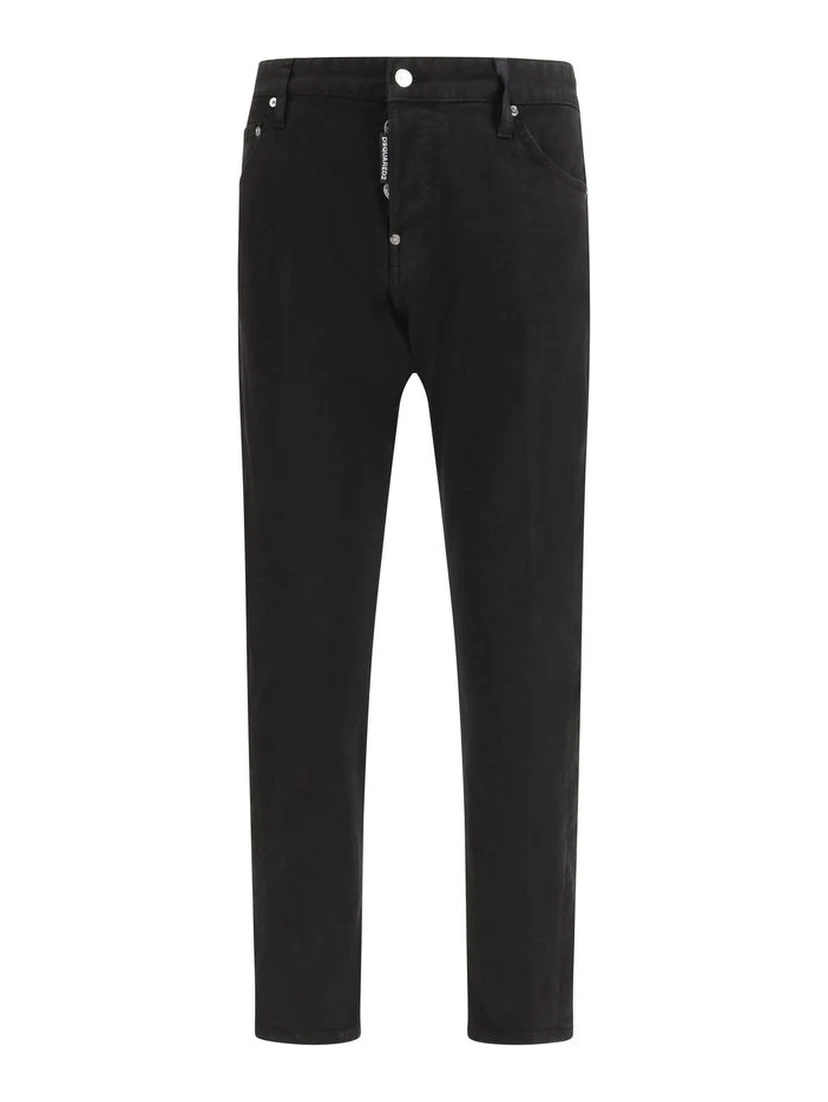 Black Cotton Slim Fit Jeans