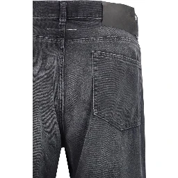 Black Cotton Straight-Leg Jeans