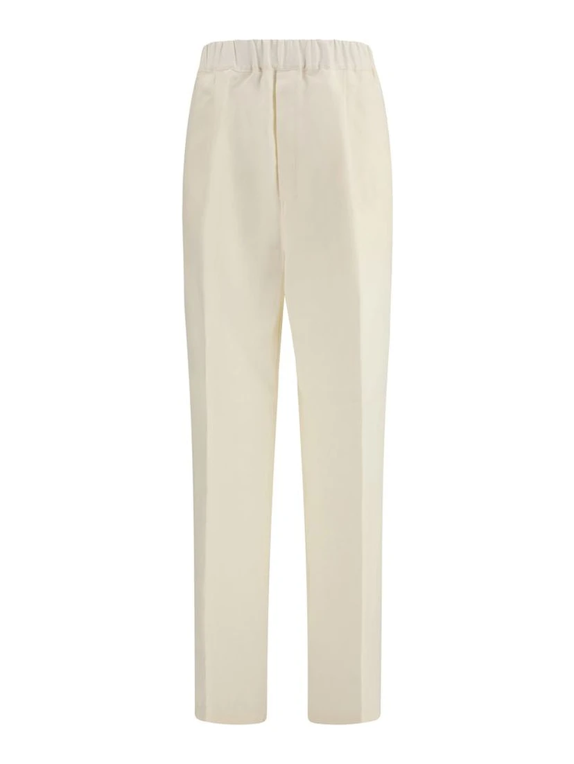 Beige Viscose Casual Pants