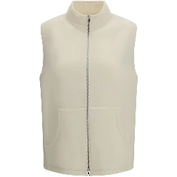 Beige Fleece Wool Sleveless Jacket