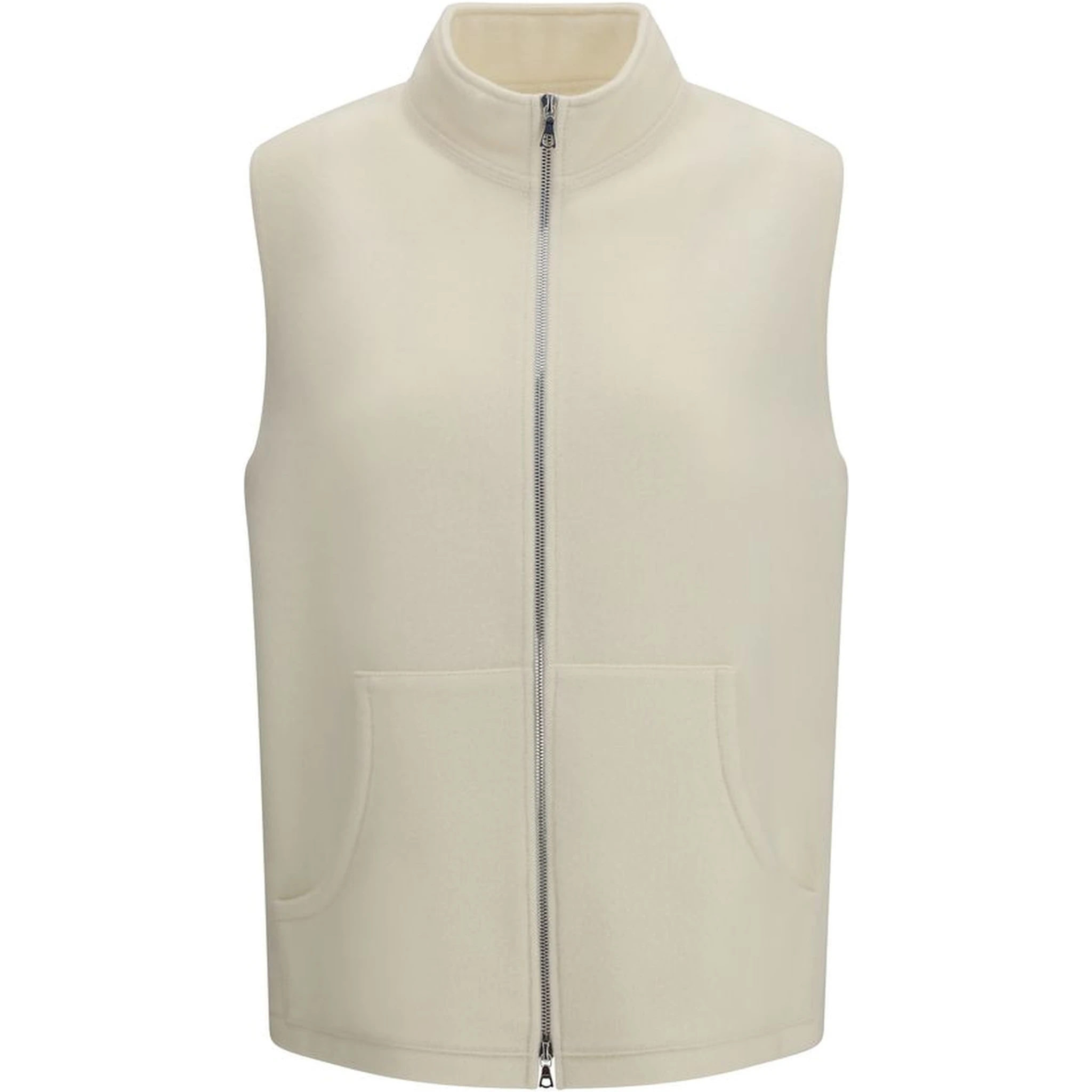 Beige Fleece Wool Sleveless Jacket