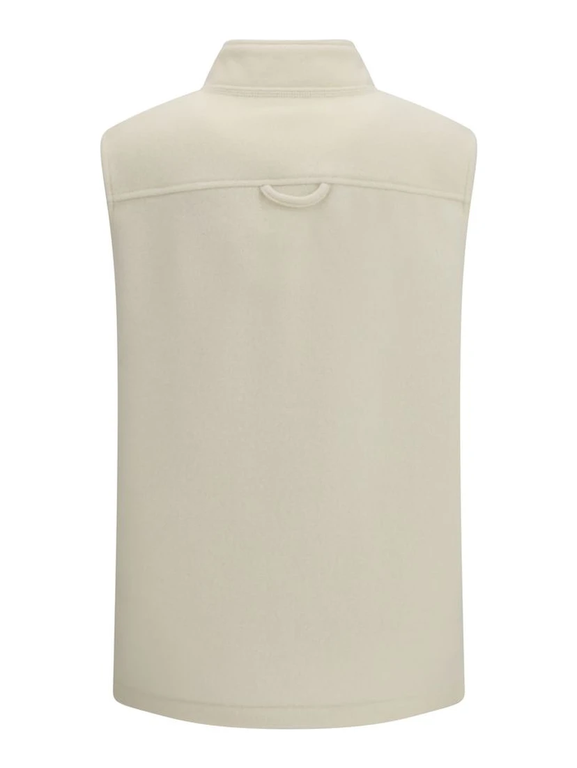 Beige Fleece Wool Sleveless Jacket