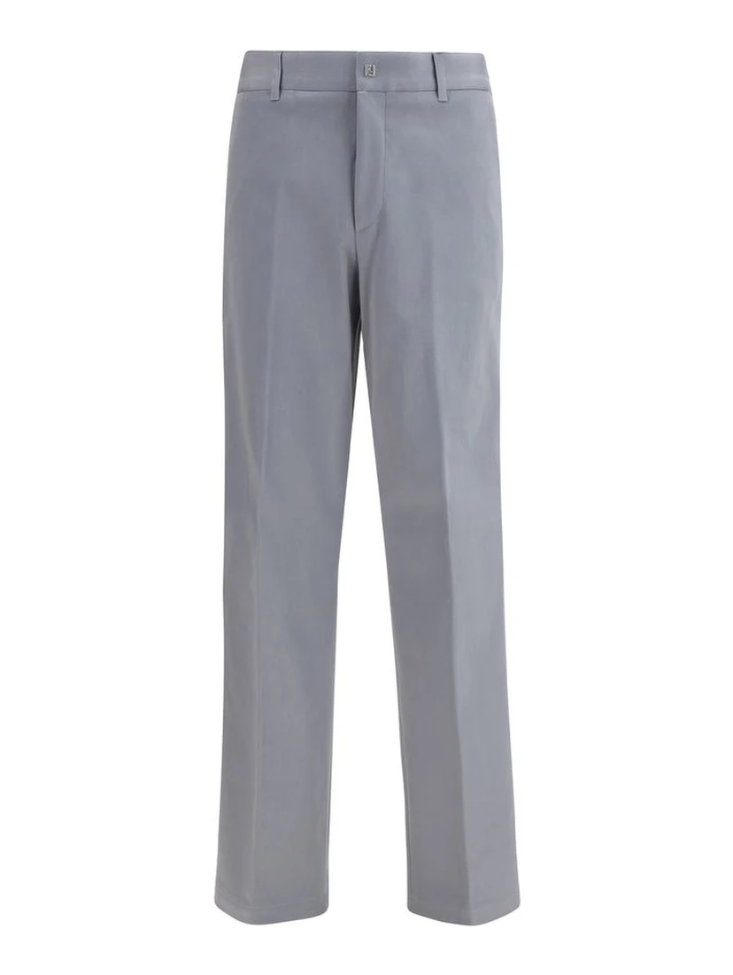 Gray Cotton Casual Pants