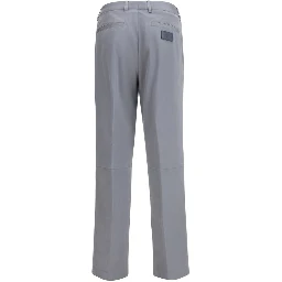 Gray Cotton Casual Pants