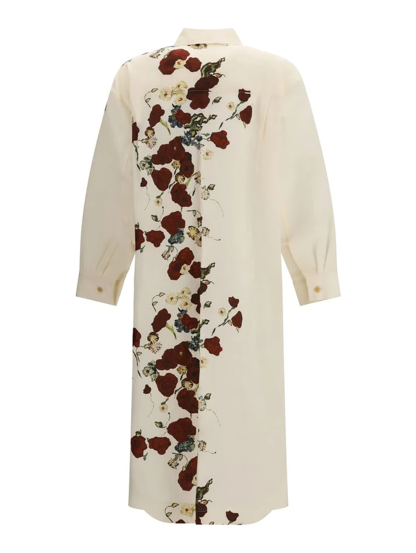 Beige Silk Casual Dress
