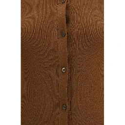 Brown Fleece Wool Cardigan