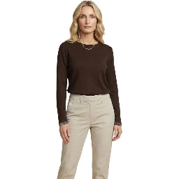 Brown Cotton Long Sleeve T-Shirt