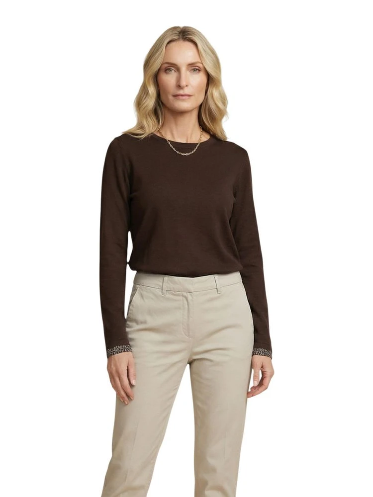 Brown Cotton Long Sleeve T-Shirt