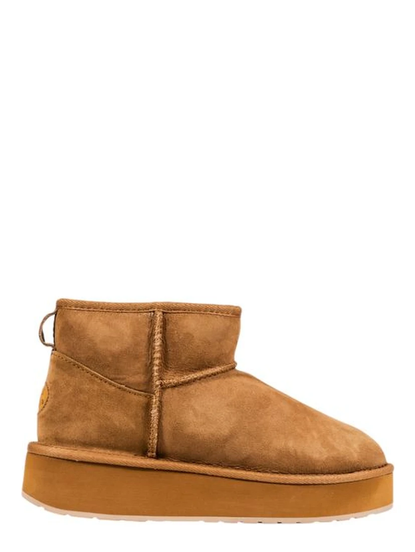 Beige Leather Ankle Boots