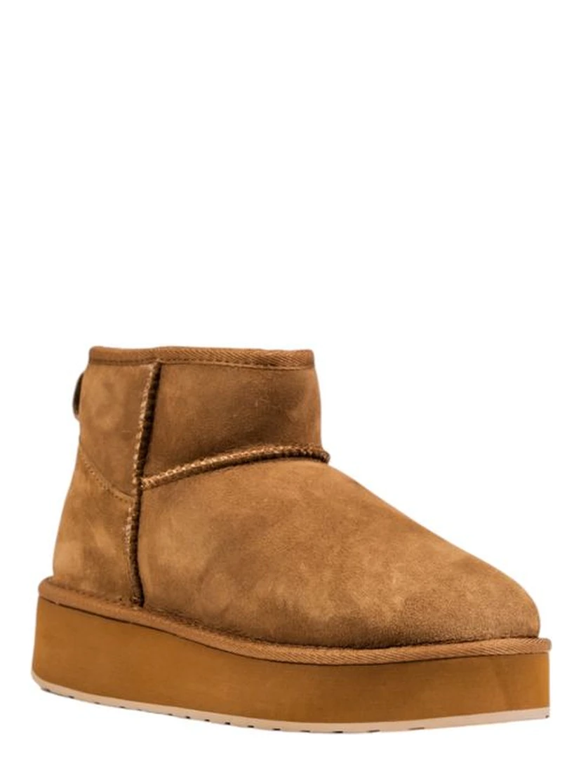 Beige Leather Ankle Boots