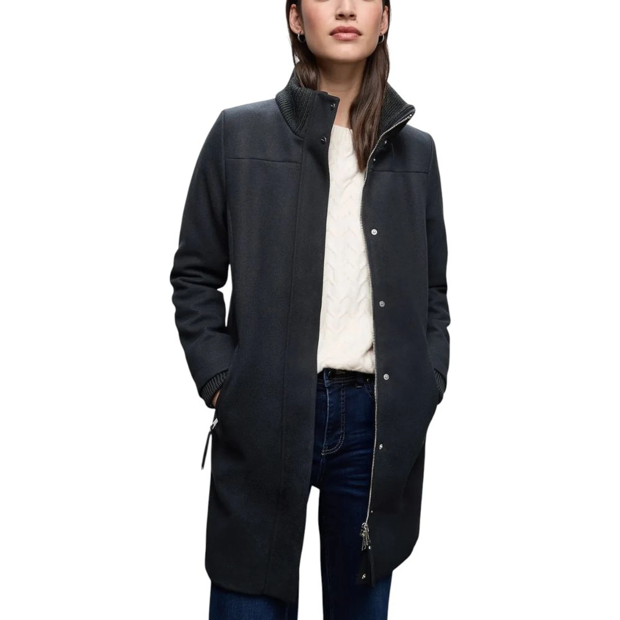 Blue Polyester Coat