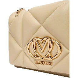 Beige Artificial Leather Handbag