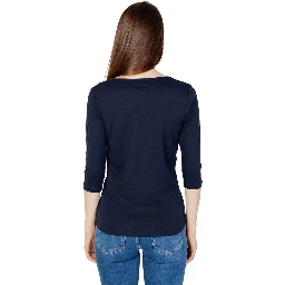 Blue Cotton Long Sleeve T-Shirt