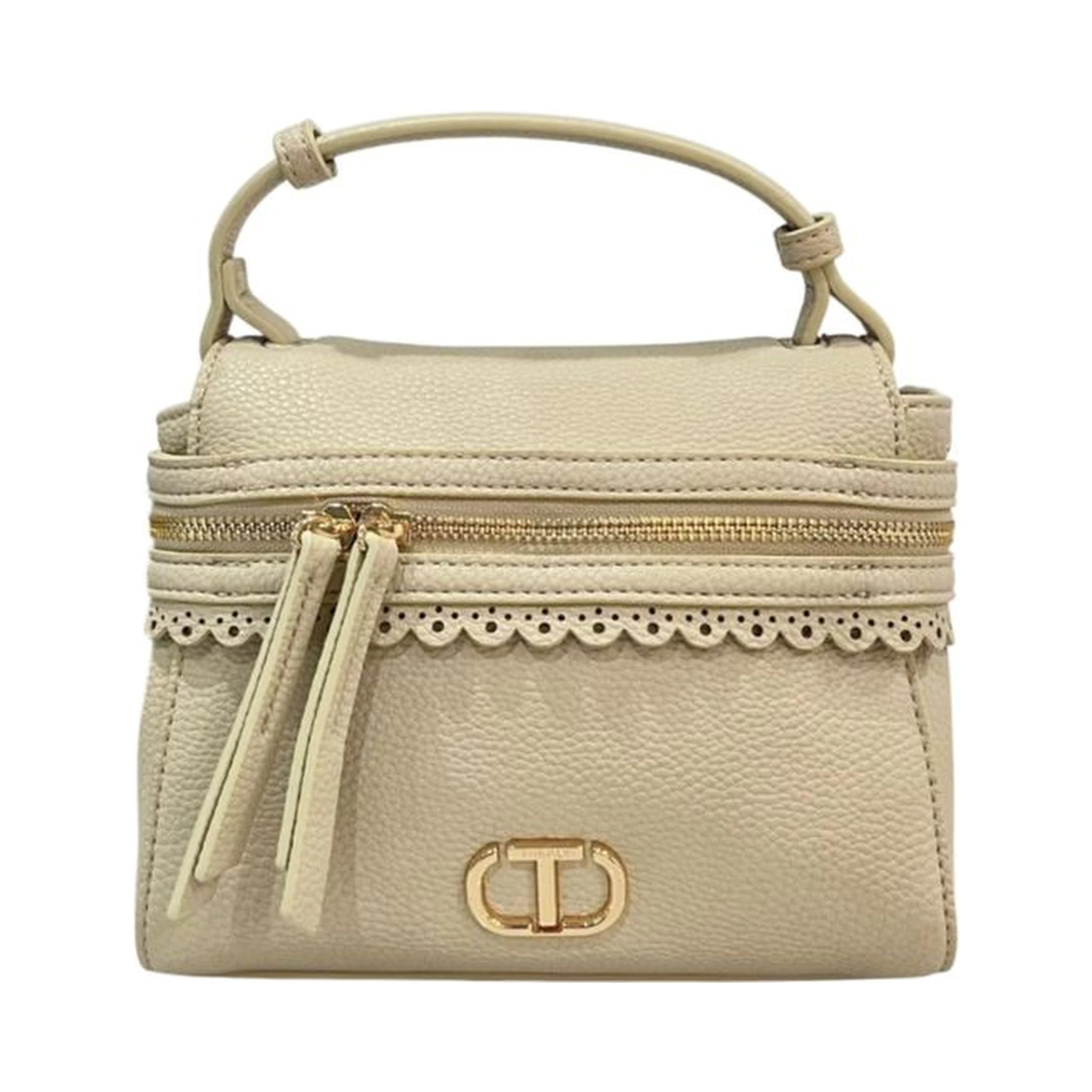 Beige Polyethylene Shoulder Bag