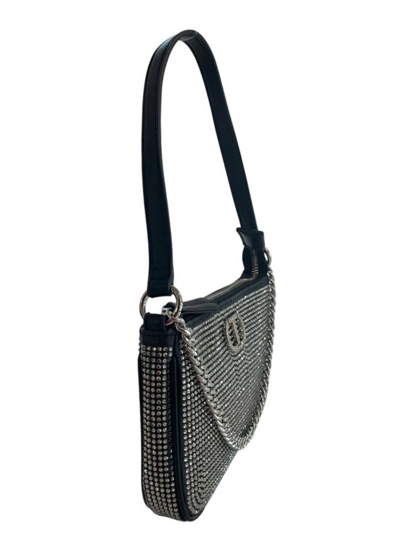 Black Polyurethane Women Shoulder Bag