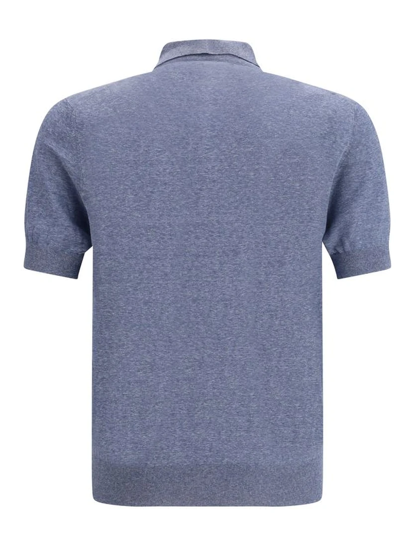 Blue Linen Polo Shirt