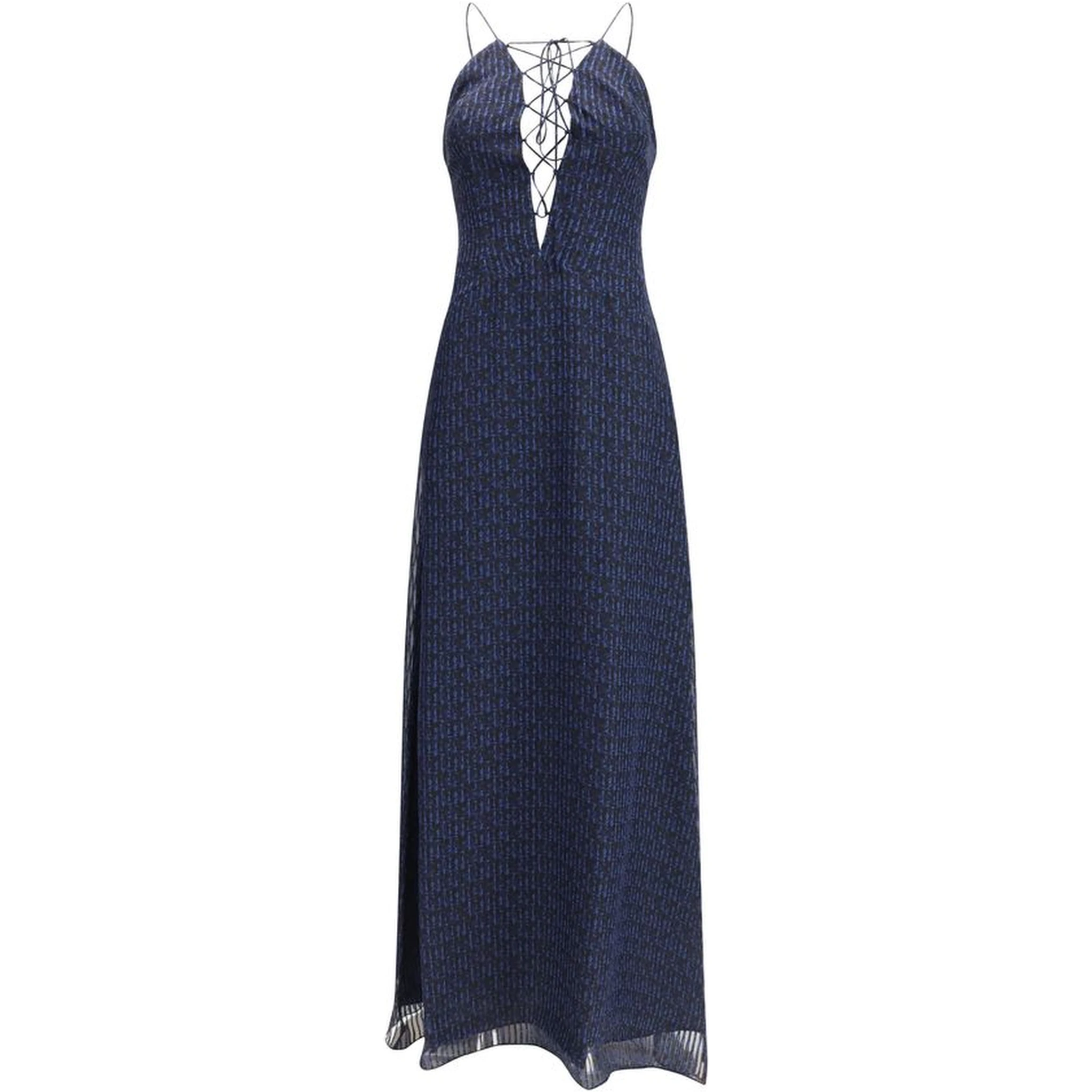 Blue Silk Casual Dress
