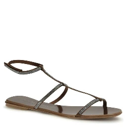 Brown Calf Leather Bos Taurus Strap-On Sandals