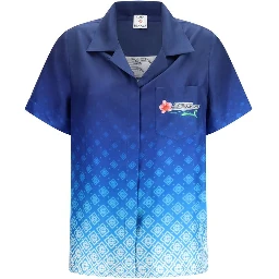 Blue Silk Polo Shirt