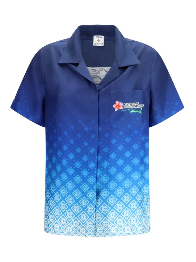 Blue Silk Polo Shirt