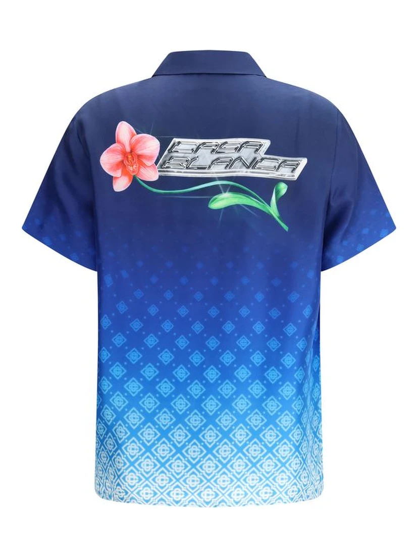 Blue Silk Polo Shirt