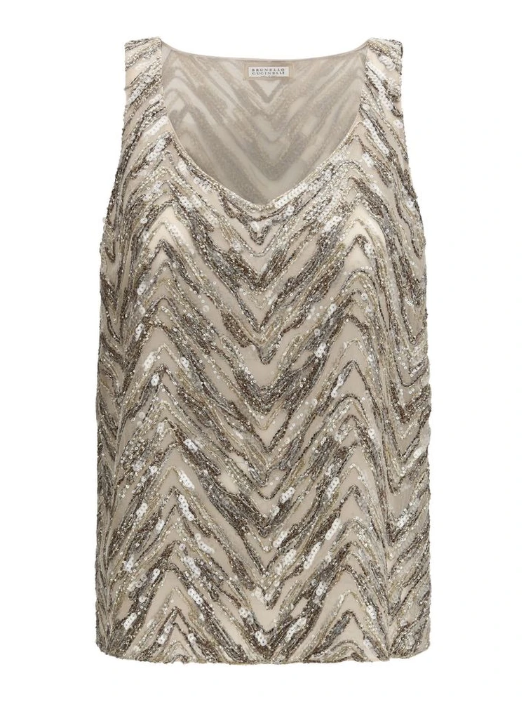 Beige Silk Top