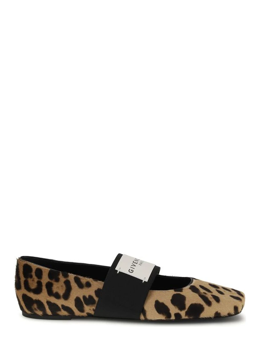 Beige Calf Leather Bos Taurus Ballet Flats