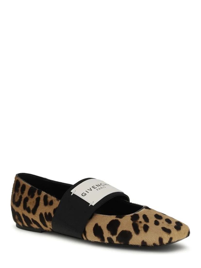 Beige Calf Leather Bos Taurus Ballet Flats