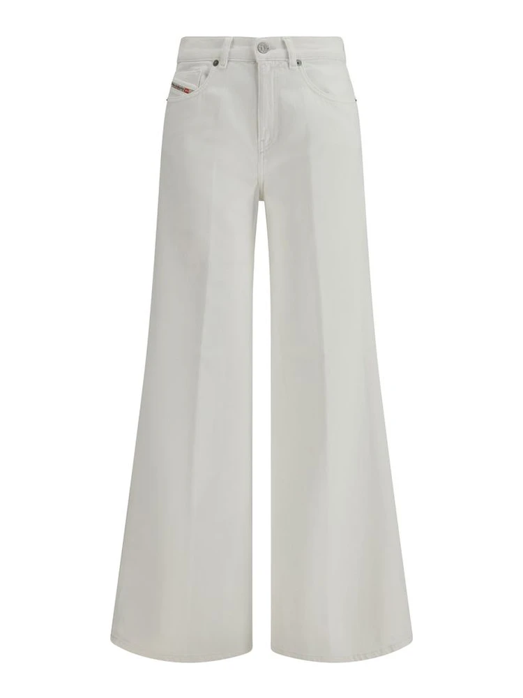 White Cotton Flared Jeans