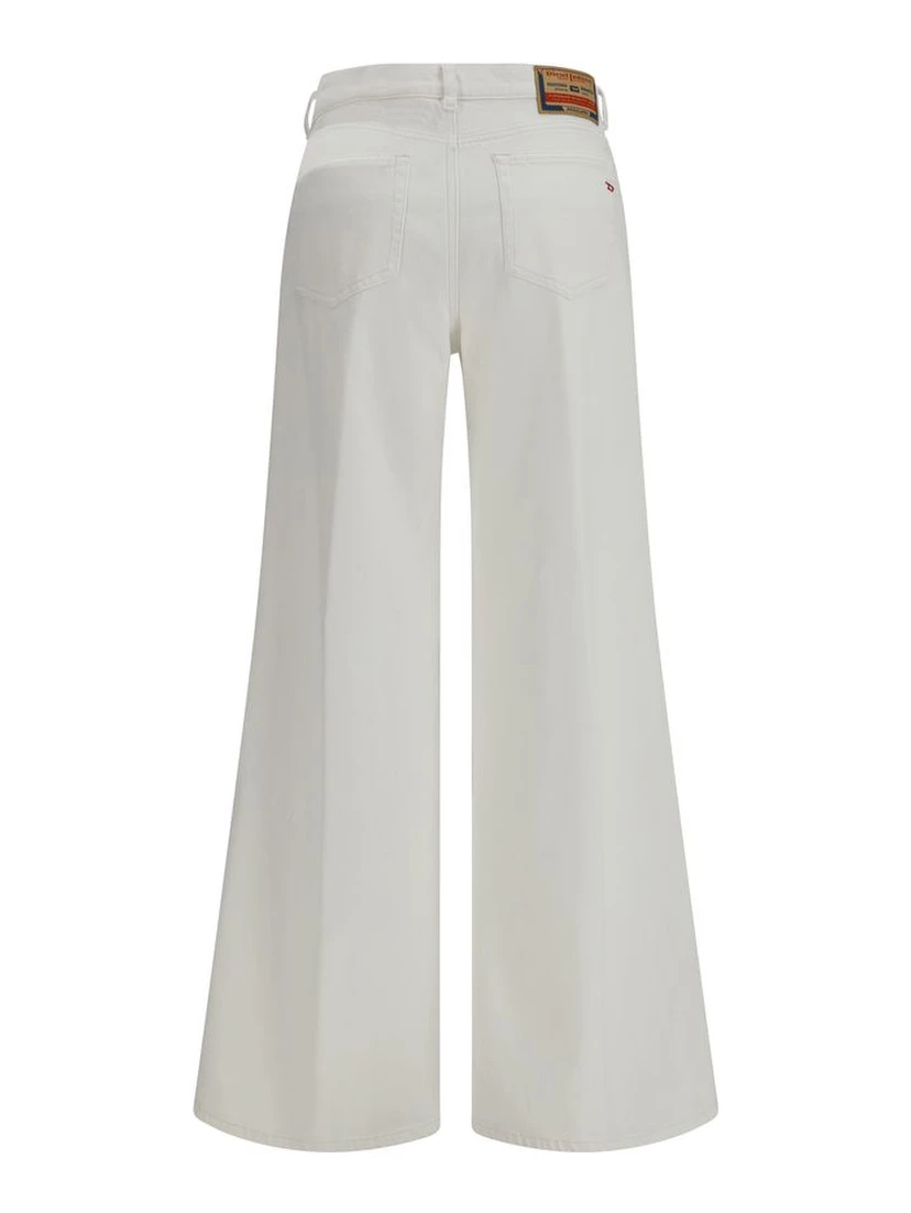 White Cotton Flared Jeans