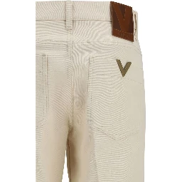 Beige Cotton Flared Jeans