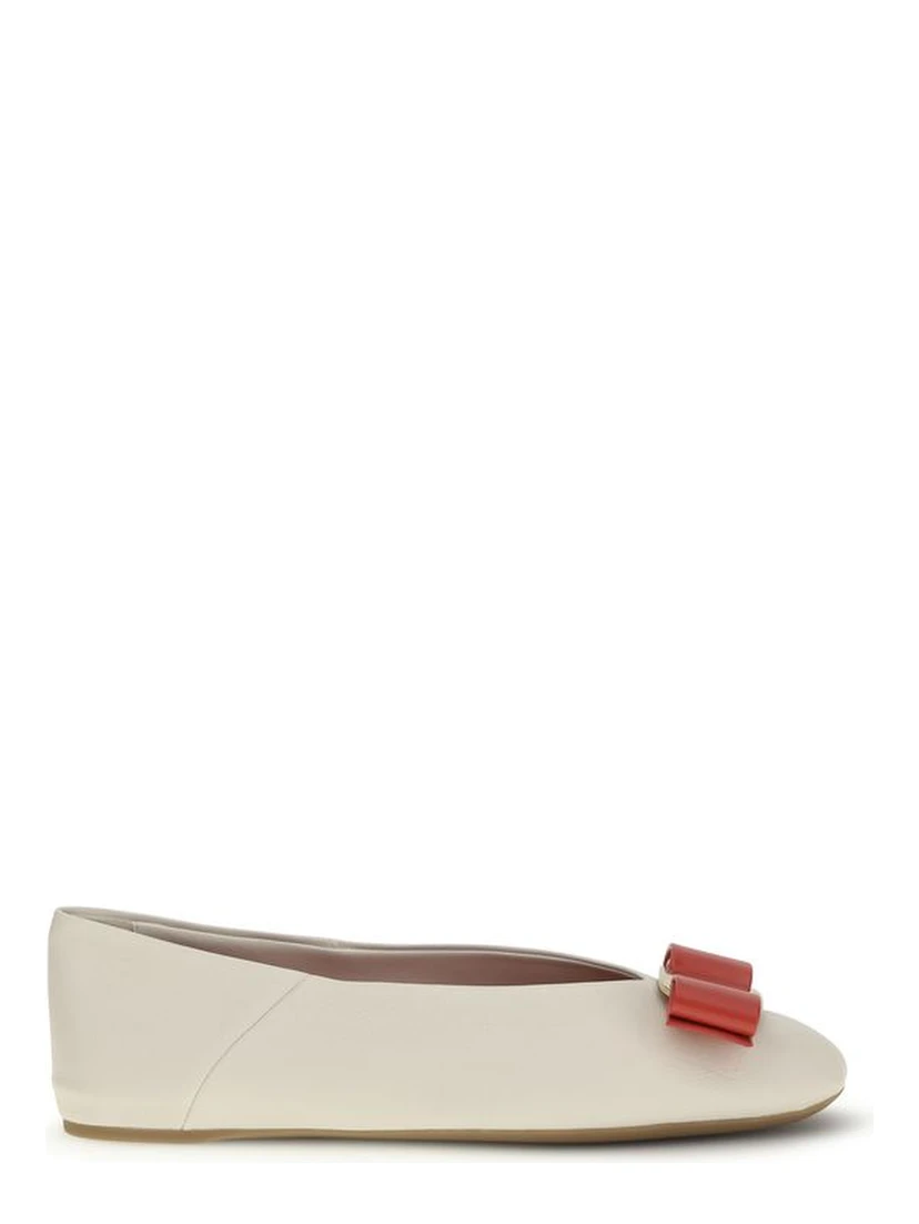 White Calf Leather Bos Taurus Ballet Flats