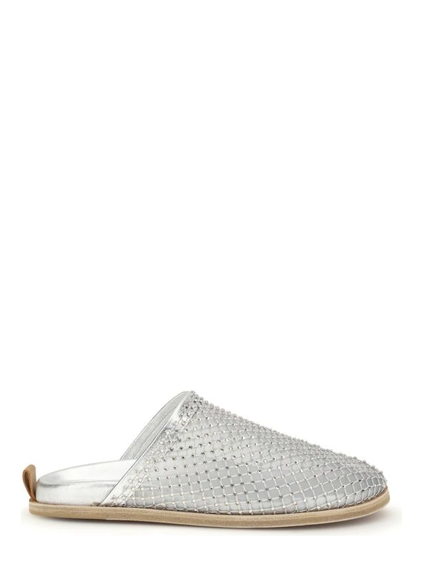 Silver Calf Leather Bos Taurus Mules