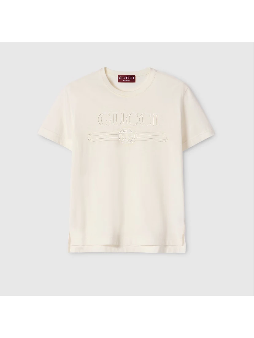 Cotton crewneck t-shirt with logo