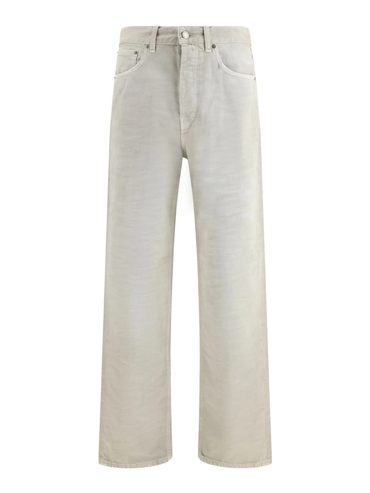 Gray Cotton Straight-Leg Jeans