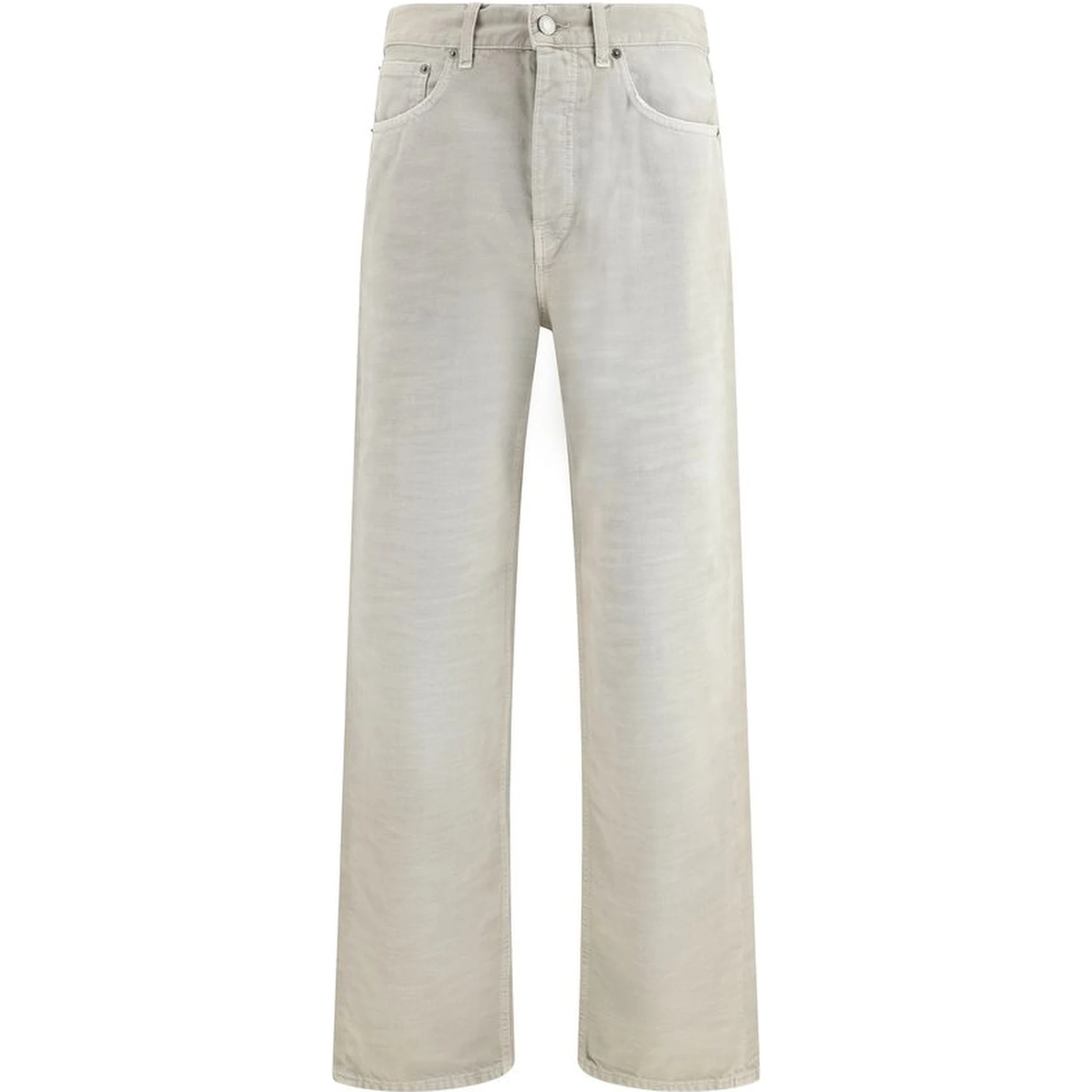 Gray Cotton Straight-Leg Jeans
