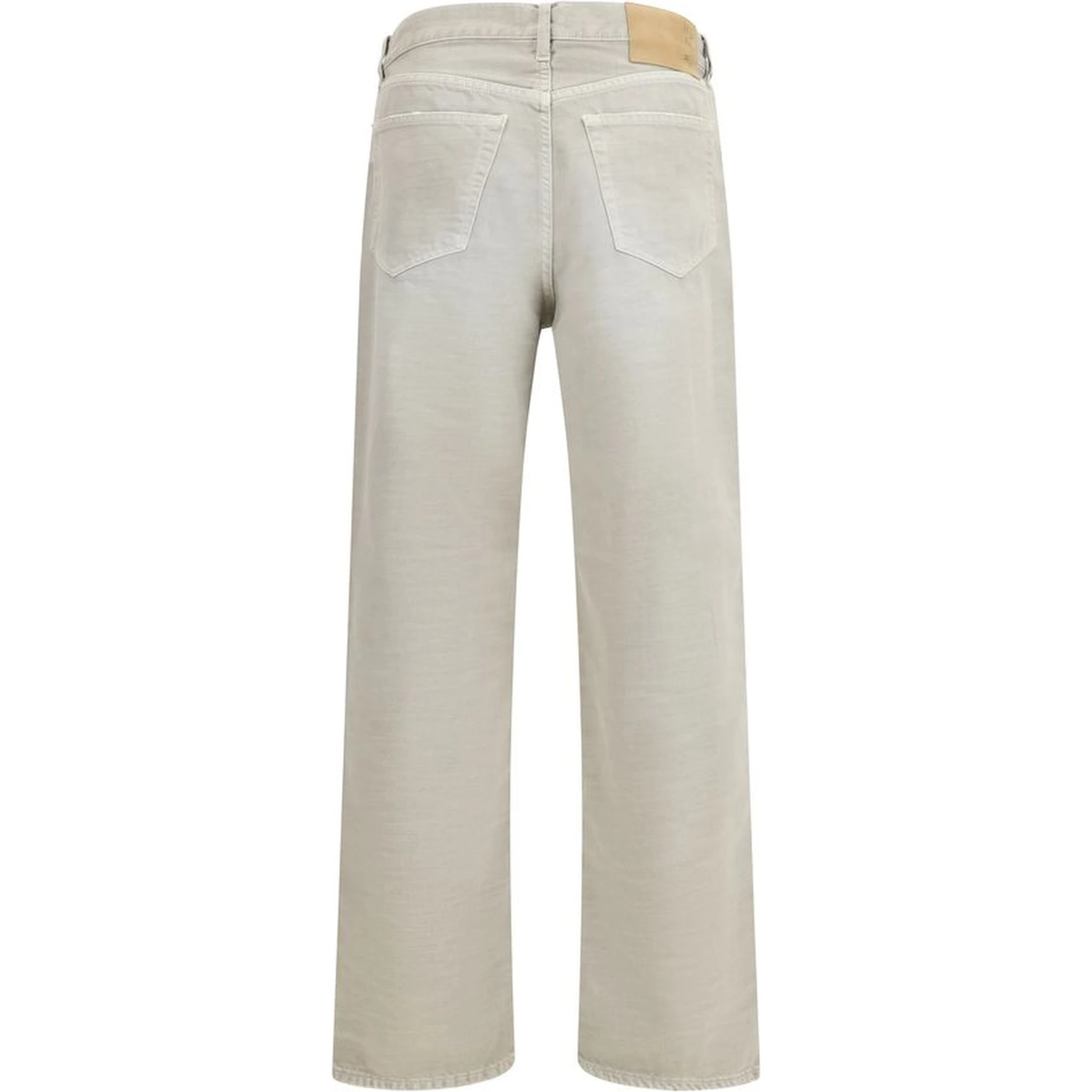Gray Cotton Straight-Leg Jeans