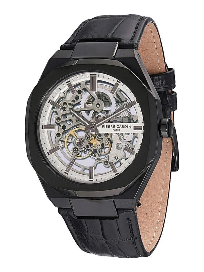 Black Leather Dress Watch