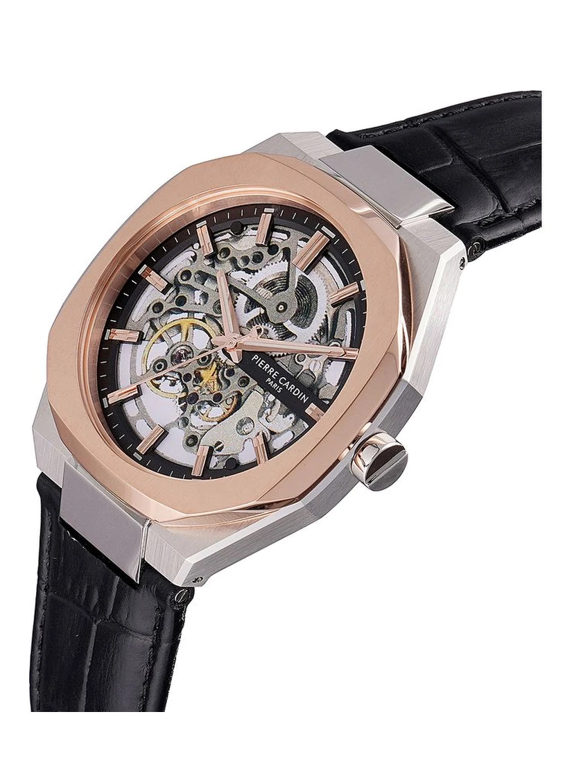 Black Leather Dress Watch