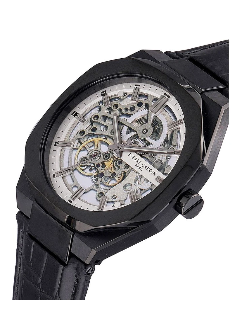Black Leather Dress Watch