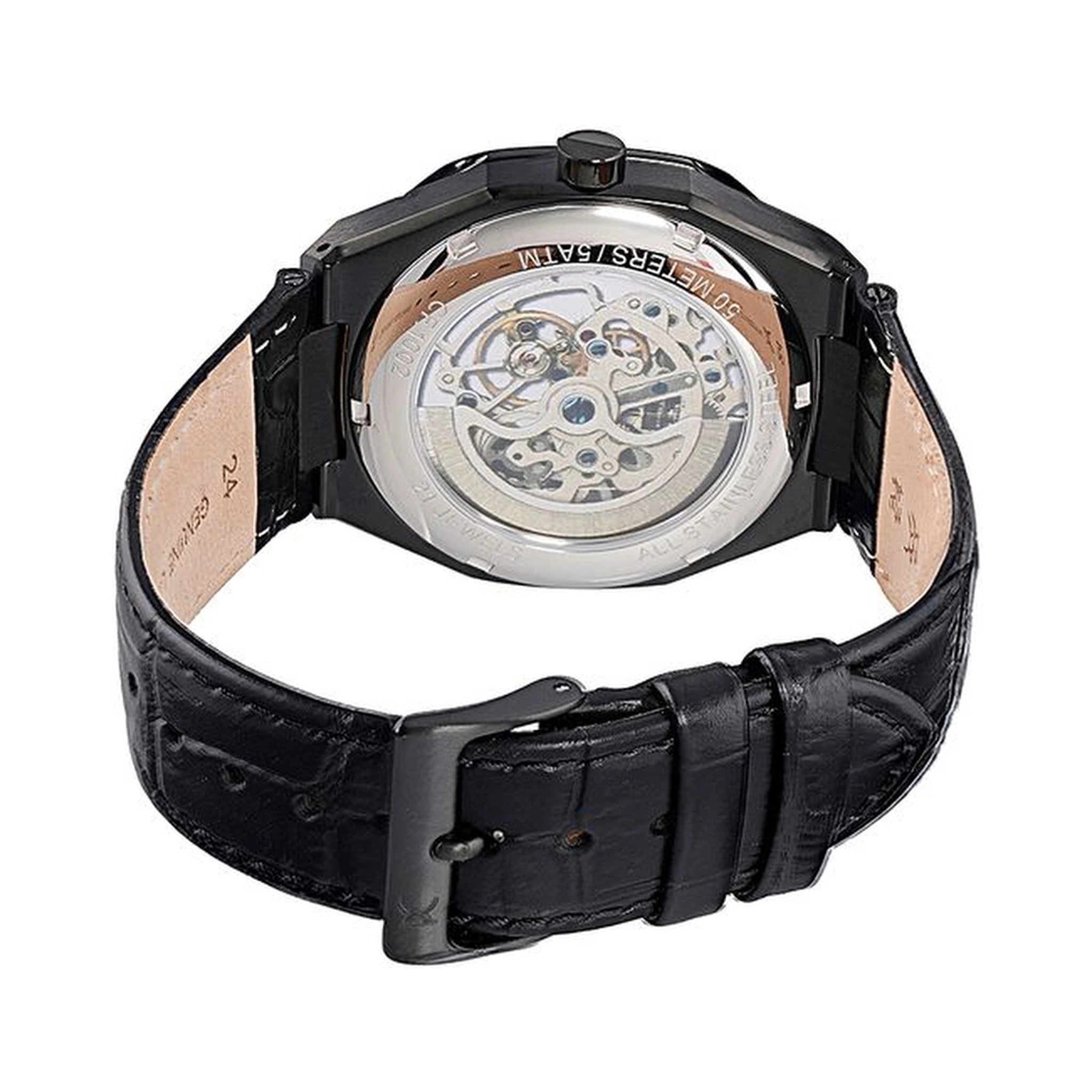 Black Leather Dress Watch