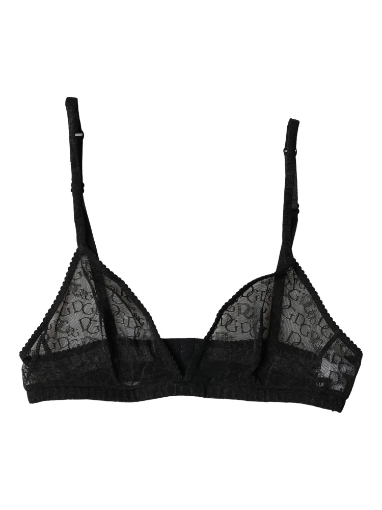 Black Logo Mania Sheer Soft Cup Bra Underwear
