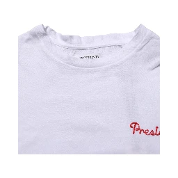White Logo Embroidery Cotton Men Crew Neck T-shirt