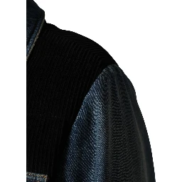 Black Blue Cotton Denim Blouson Men  Jacket