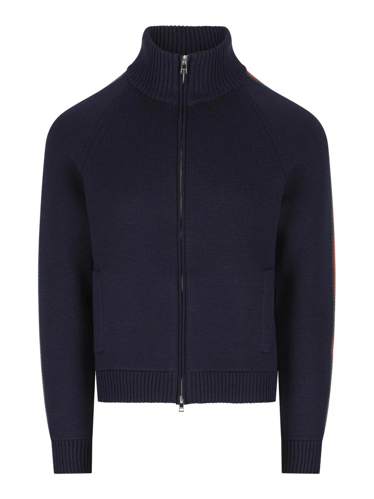 Zippered knitwear in wool