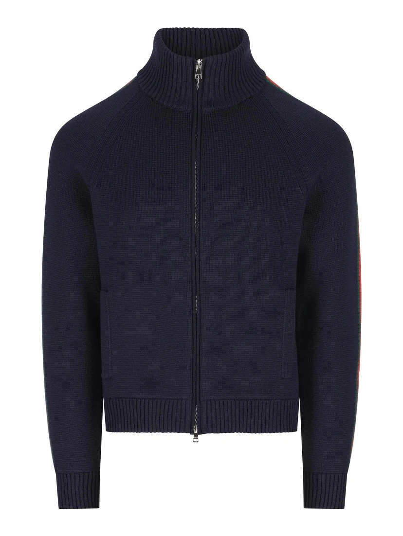 Zippered knitwear in wool