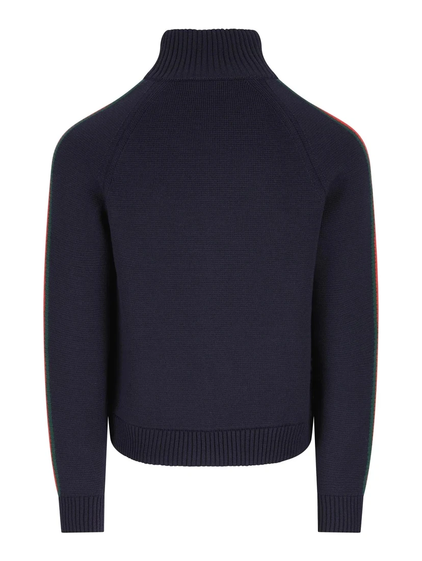 Zippered knitwear in wool