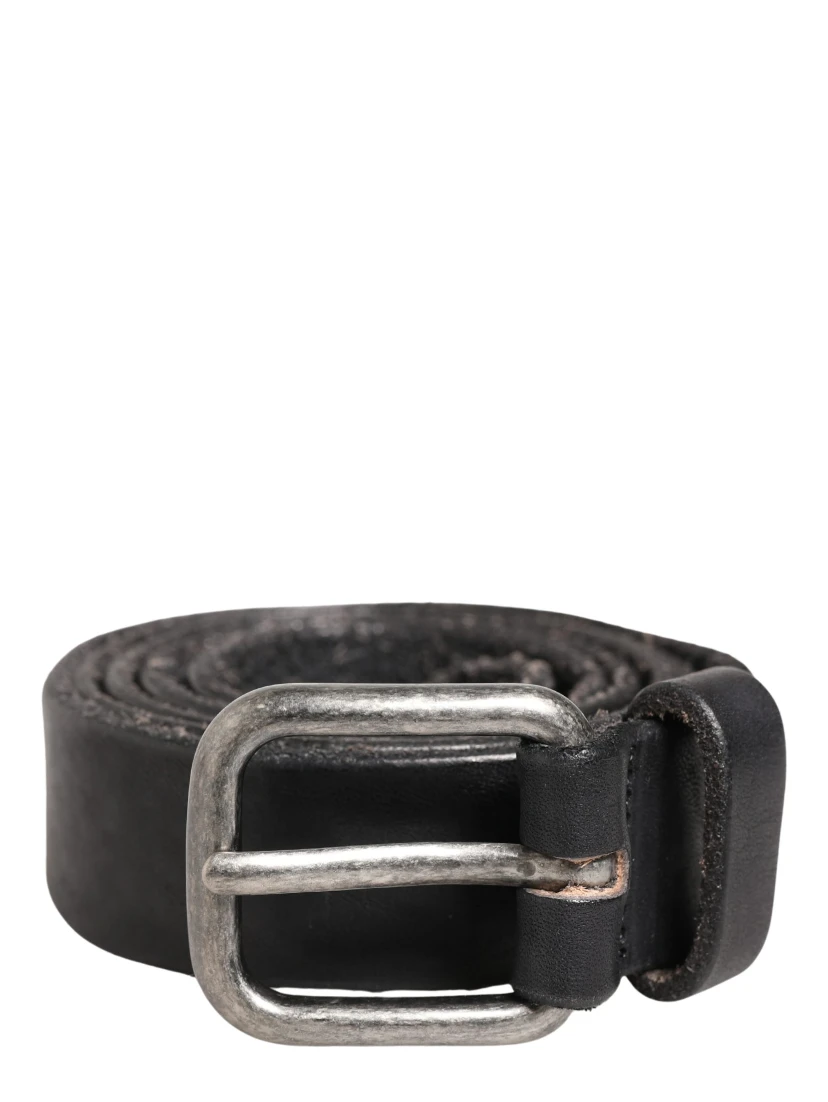 Men Black Leather Metal Buckle Belt
